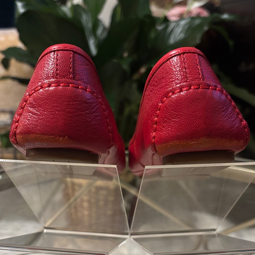 Michael Kors Red Leather Loafers with Gold Logo - Picture 2 of 9